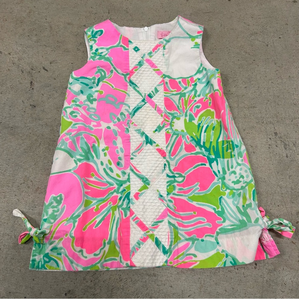 Lilly Pulitzer Cathy Shift Dress Don't Give A Cluck Flamingo 2T